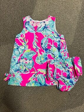 NWOT Lilly Pulitzer Girls Floral Dress with Bloomers 18-24 months